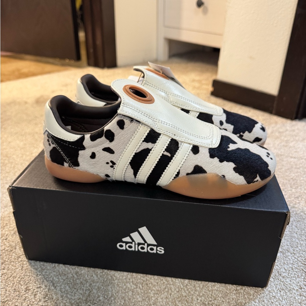 adidas Originals White and Black Cow Print Sneakers